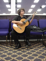 Chris Monteverde during warm up session at a performance with The South Florida Youth Symphony.